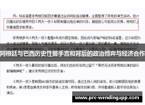 阿根廷与巴西历史性握手言和背后的政治博弈与经济合作